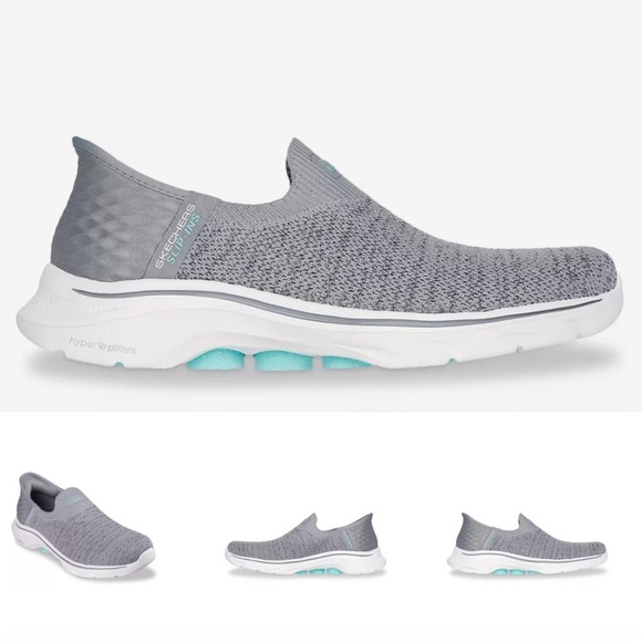 Skechers Slip-Ins GO Walk 7 Springtime Slip-On Sneaker in Grey/Silver Size 8 - Picture 3 of 8